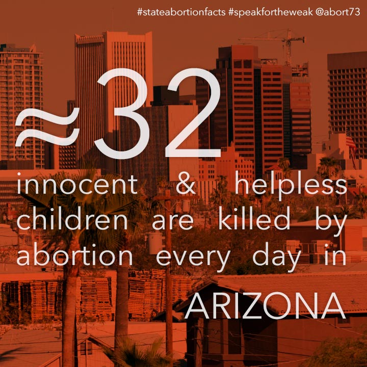 ≈ 32 innocent & helpless children are killed by abortion every day in Arizona