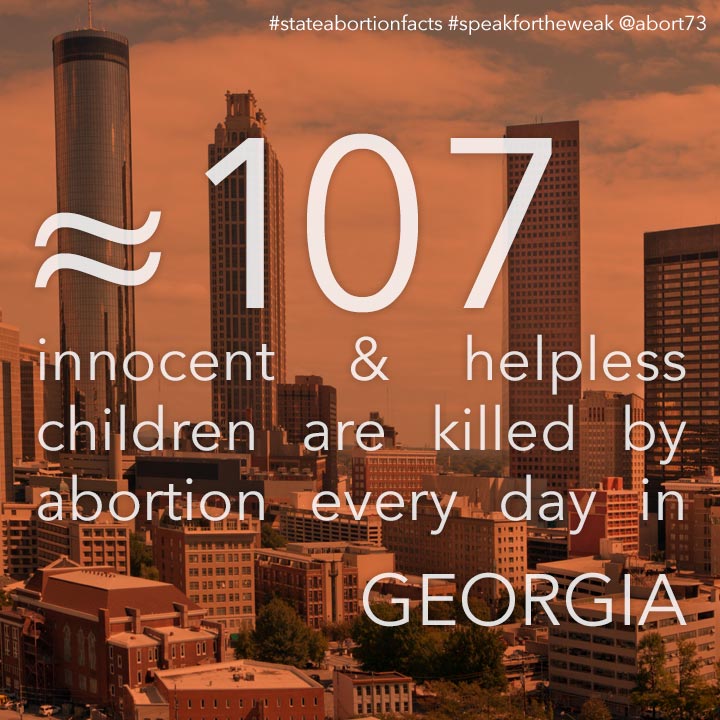 ≈ 107 innocent & helpless children are killed by abortion every day in Georgia