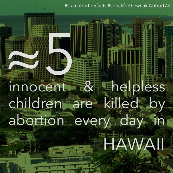 ≈ 5 innocent & helpless children are killed by abortion every day in Hawaii