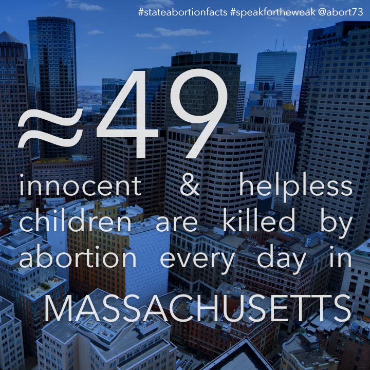 ≈ 49 innocent & helpless children are killed by abortion every day in Massachusetts