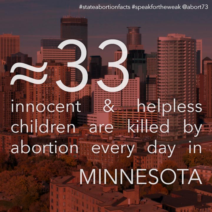 ≈ 33 innocent & helpless children are killed by abortion every day in Minnesota