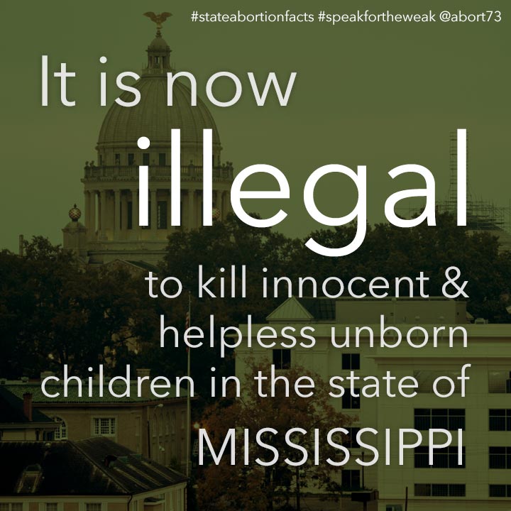 ≈ 6 innocent & helpless children are killed by abortion every day in Mississippi