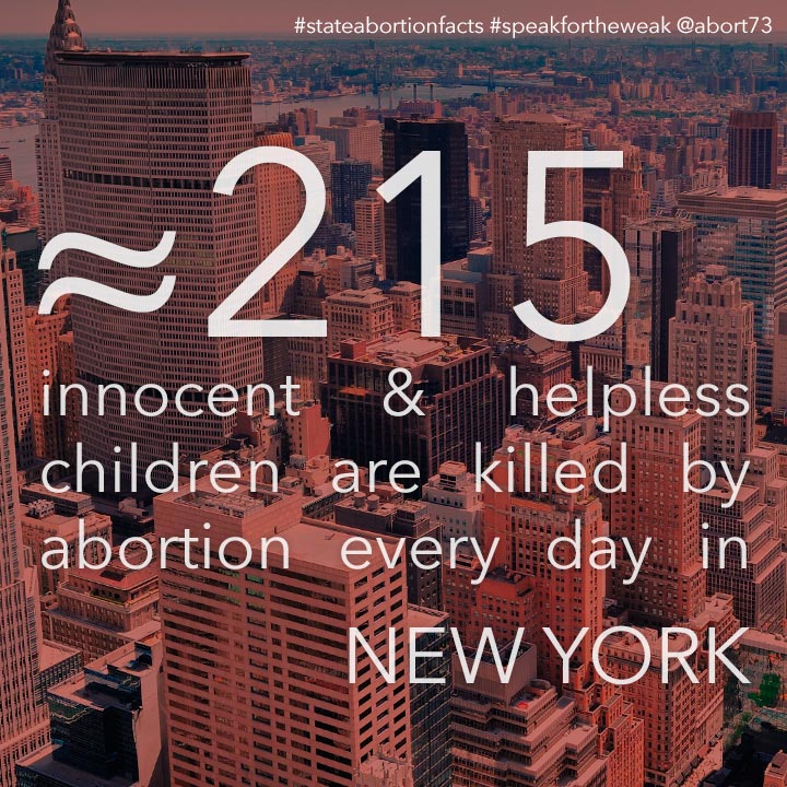 ≈ 215 innocent & helpless children are killed by abortion every day in New York
