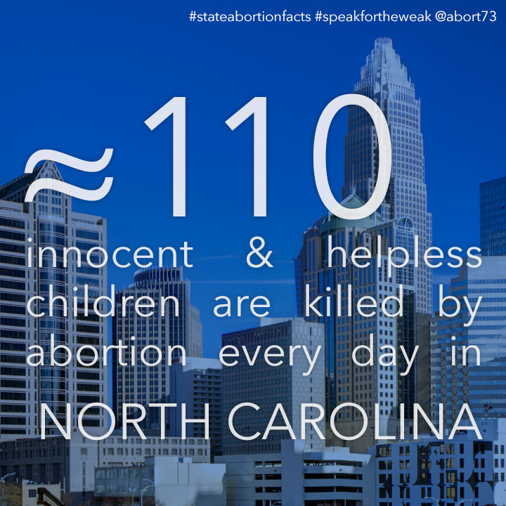 ≈ 110 innocent & helpless children are killed by abortion every day in North Carolina