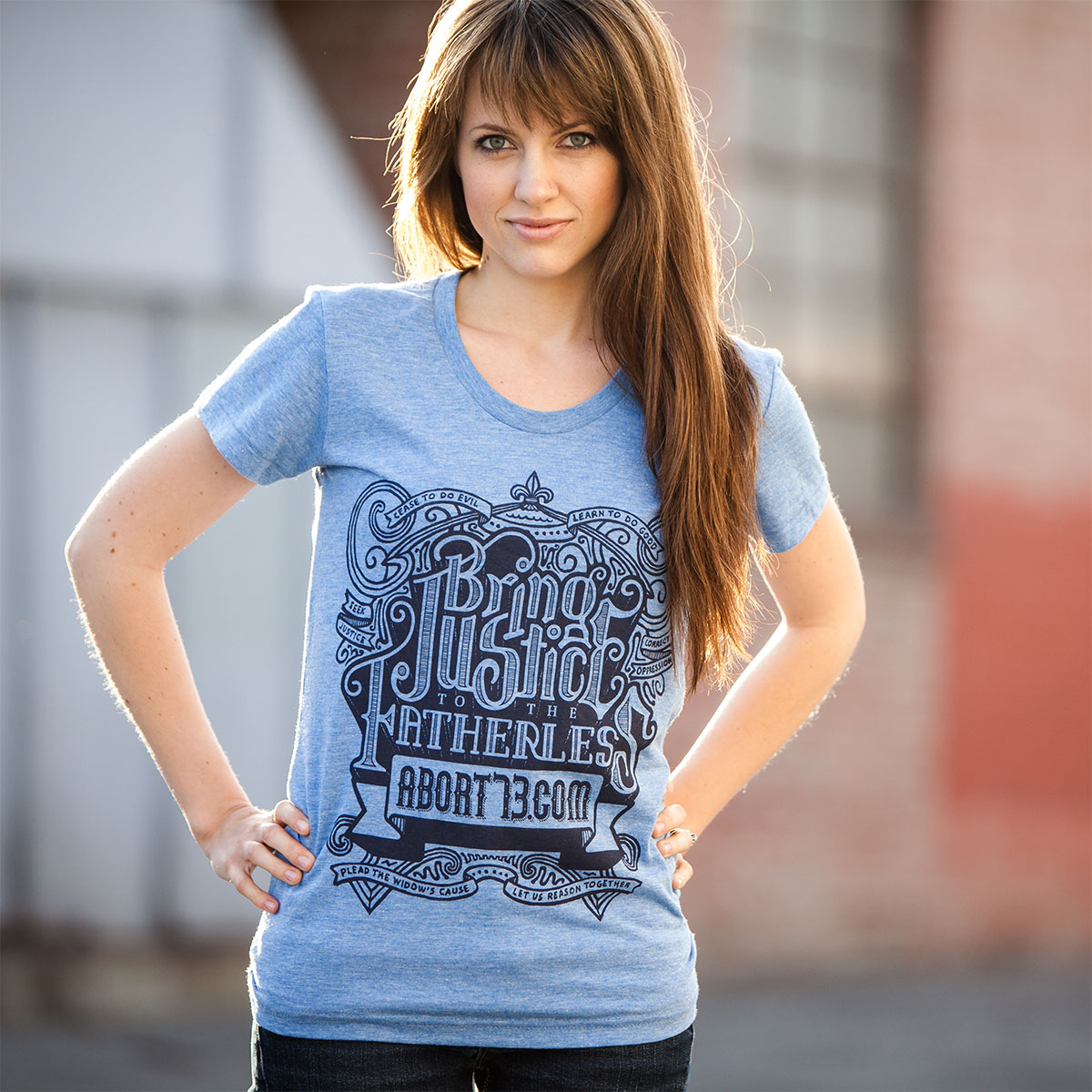 Bring Justice to the Fatherless (Abort73 Girls 50/25/25 T-shirt)
