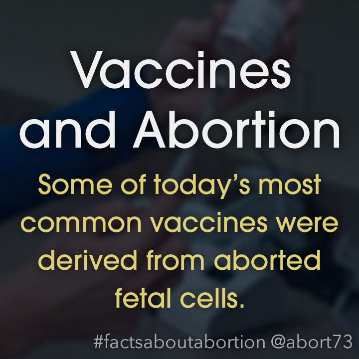 Vaccines and Abortion: Some of today’s most common vaccines were derived from aborted fetal cells.