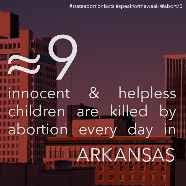 ≈ 9 innocent & helpless children are killed by abortion every day in Arkansas