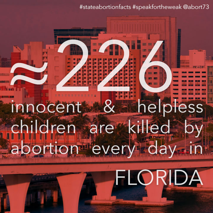 ≈ 226 innocent & helpless children are killed by abortion every day in Florida