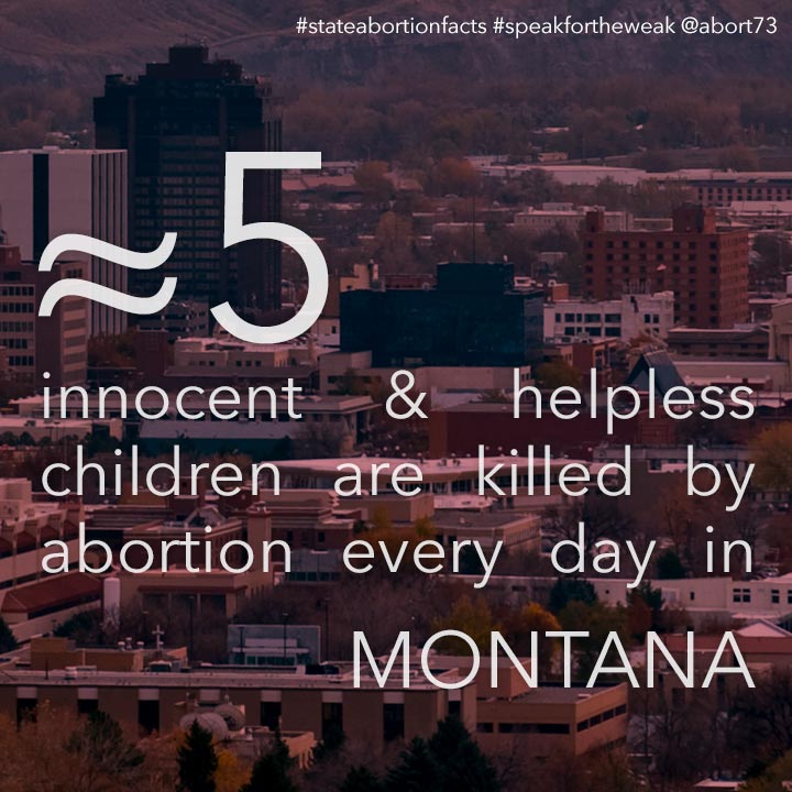 ≈ 5 innocent & helpless children are killed by abortion every day in Montana