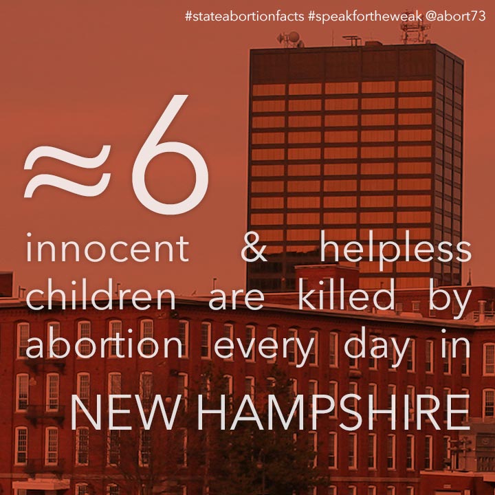 ≈ 6 innocent & helpless children are killed by abortion every day in New Hampshire
