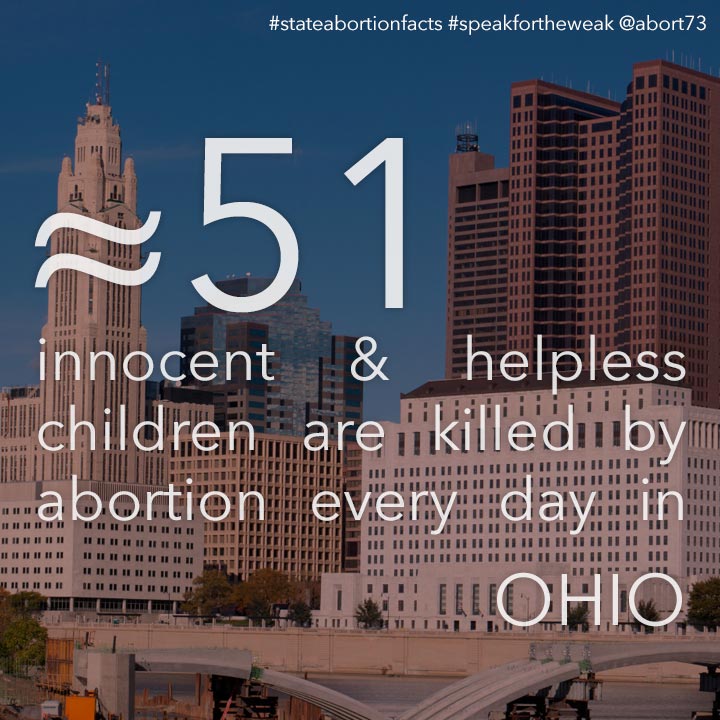 ≈ 51 innocent & helpless children are killed by abortion every day in Ohio