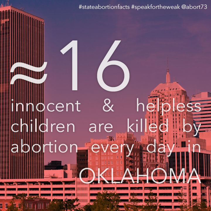 ≈ 10 innocent & helpless children are killed by abortion every day in Oklahoma