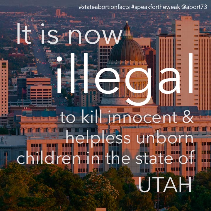 ≈ 9 innocent & helpless children are killed by abortion every day in Utah